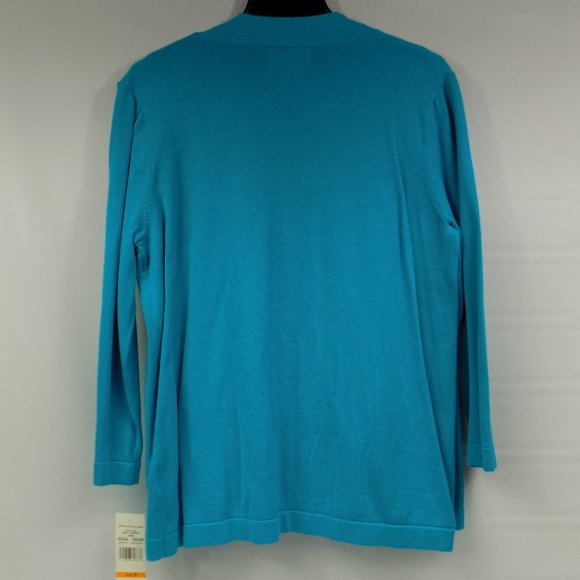 Alfred Dunner Easy Street Turquoise Sweater With Faux Inside Top Size S NWT - Picture 6 of 8